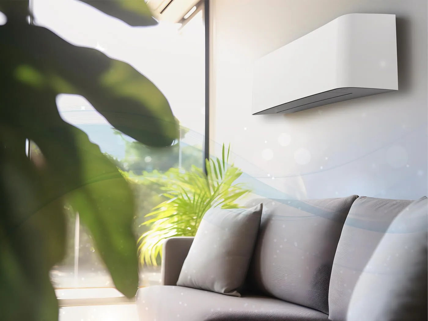 Toshiba SHORAI Curve white wall-mounted air conditioner in a living room
